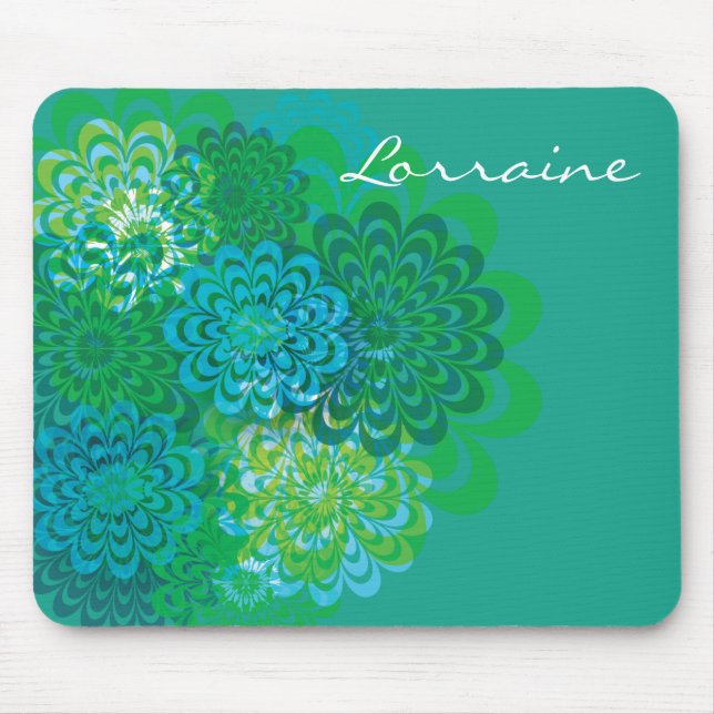 Mousepad Bloco de Mouse Azul e Verde Inspirado Retroativame (Frente)