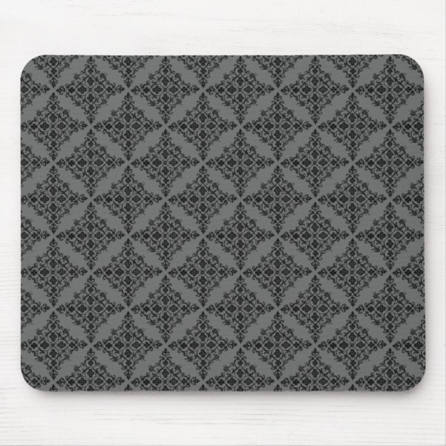 Mousepad Bloco de Mouse Damask Perfeitamente Polido, Cinza (Frente)