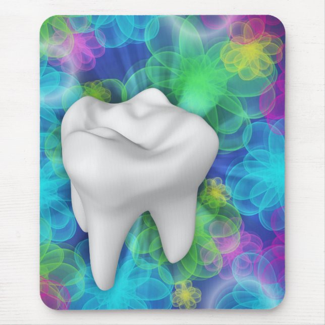 Mousepad Bloco de Mouse Dentista Design do Flor Branco (Frente)