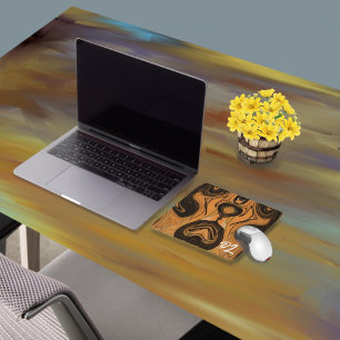Mousepad Bloco de Mouse Líquido Marrom Abstrato único