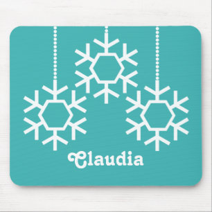 Mousepad Bloco de Neve Faturante Fresco Feriado, Turquesa