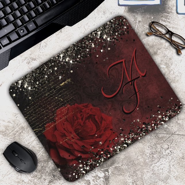 Mousepad Bloco de notas de monograma com flor de ouro verme (Criador carregado)