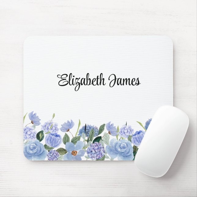 Mousepad Bloco de Notas Personalizado de Hydrangeas Azuis d (Com mouse)