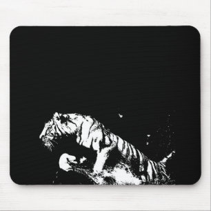 Mousepad Bloco de Pop de Arte Preto e Branco Tigre