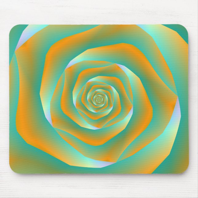 Mousepad Bloco de Rosa espiral laranja e verde (Frente)