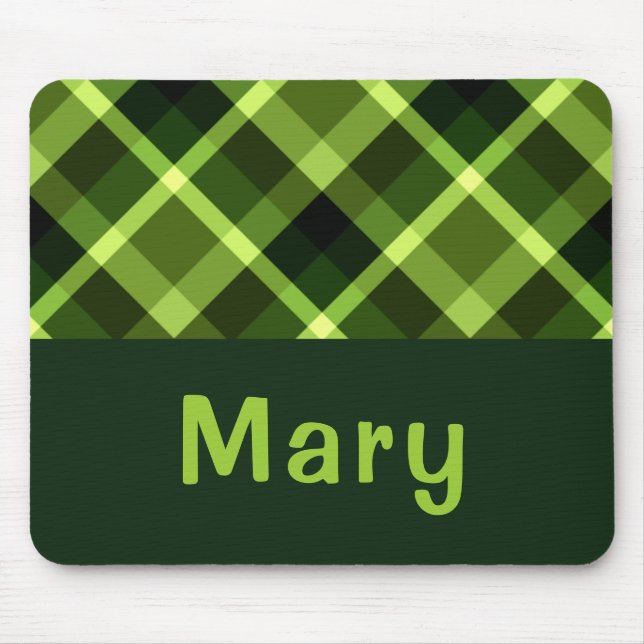 Mousepad Bloco de Xadrez Verde Elegante de Ervilha (Frente)