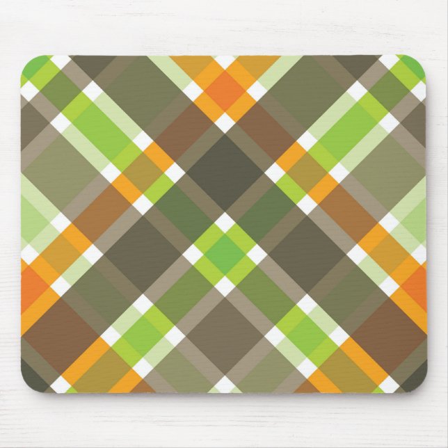 Mousepad Bloco de Xadrezes Verde Laranja Retro (Frente)
