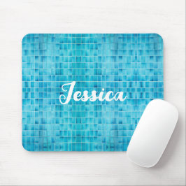 Mousepad Blocos de azulejo de vidro azul mosaico