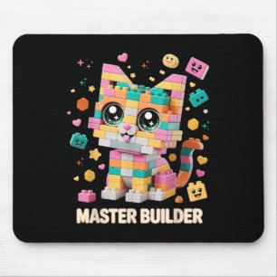 Mousepad Blocos de Construção de Tijolos de Gato Mestre Con