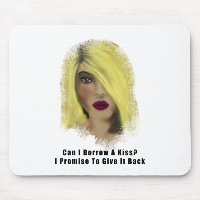 Mousepad Blona Bombshell Mulher empresta Um Beijo (Frente)