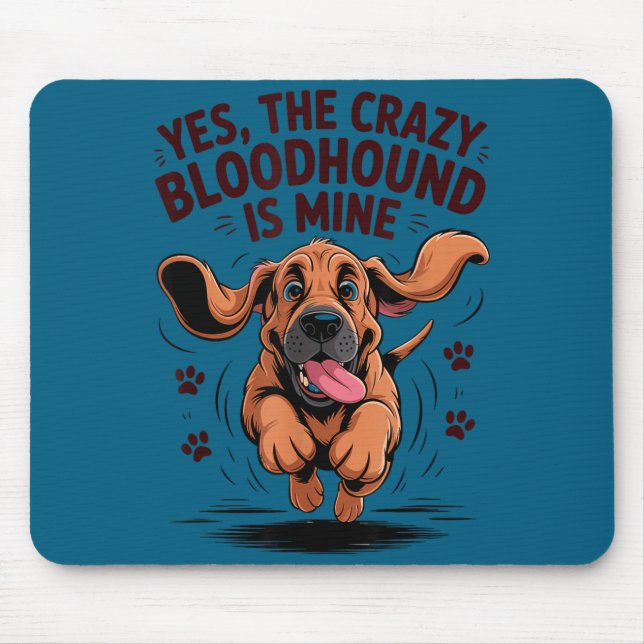 Mousepad Bloodhound Breed Cute Pet Dog Lover Cartoon Funny  (Frente)