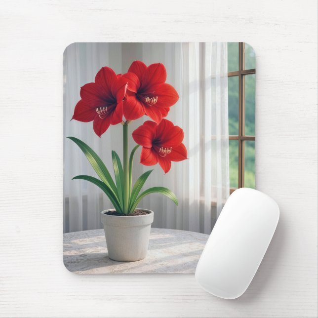 Mousepad Blooming Red Amaryllis  (Com mouse)