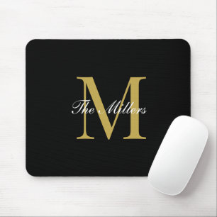 Mousepad Bloquear Monograma de Script Inicial, Personalizad