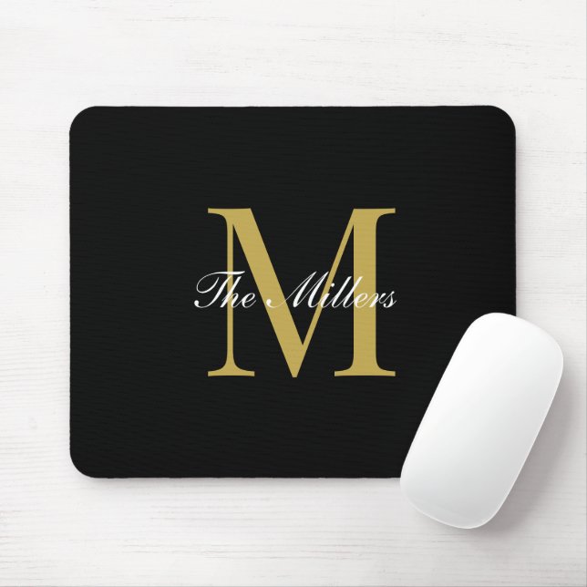 Mousepad Bloquear Monograma de Script Inicial, Personalizad (Com mouse)