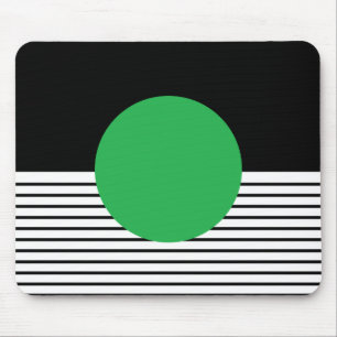 Mousepad Bloqueio Branco Preto e Círculo Verde