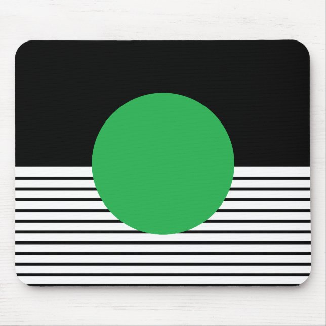 Mousepad Bloqueio Branco Preto e Círculo Verde (Frente)