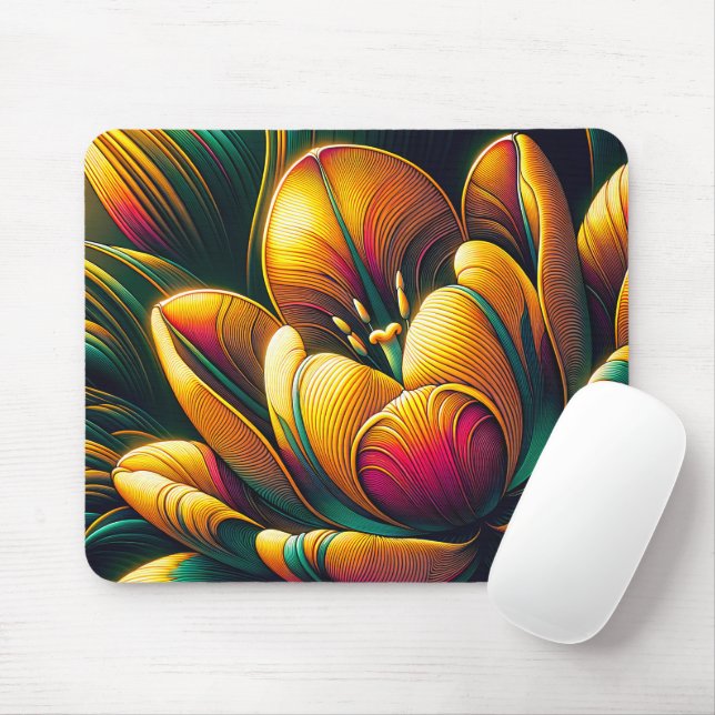 Mousepad Bloqueio de Tulipas de Abstrato Radiante (Com mouse)