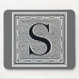 Mousepad Bloqueio - Letra "S" - bloco de madeira - inicial