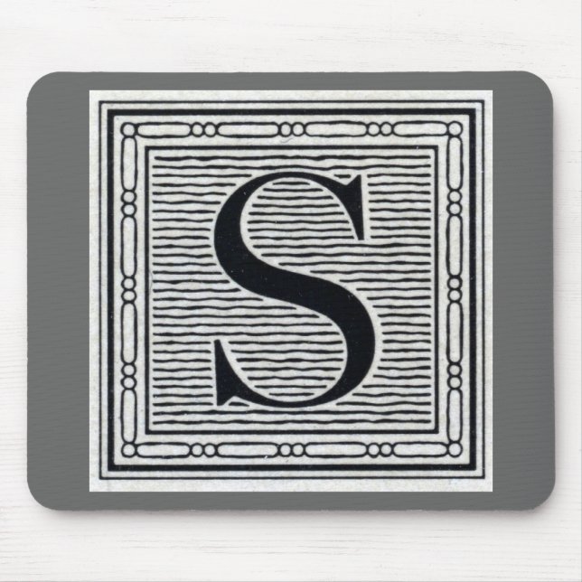 Mousepad Bloqueio - Letra "S" - bloco de madeira - inicial (Frente)