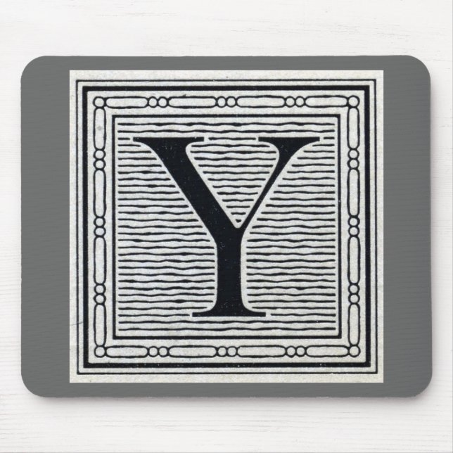 Mousepad Bloqueio - Letra "Y" - bloco de madeira - inicial (Frente)