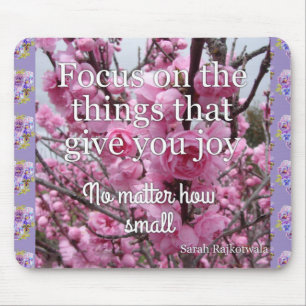 Mousepad Blossom Primavera cor-de-rosa Joy Citação do Mouse