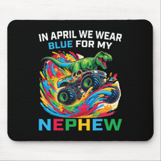Mousepad Blue Autism Awareness Nephew T Rex Monster Truck D