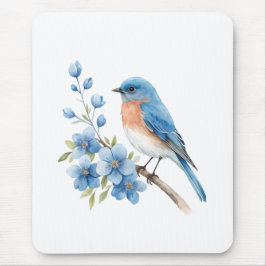 Mousepad Blue bird with blue flowers