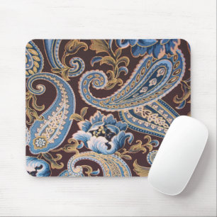 Mousepad Blue Brown Vintage Paisley New