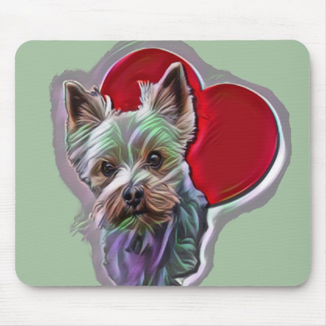 Mousepad Blue Dourado Yorkshire Yorkie Terrier (Frente)