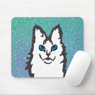 Mousepad Blue Eyed Angora Cat