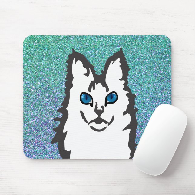 Mousepad Blue Eyed Angora Cat (Com mouse)