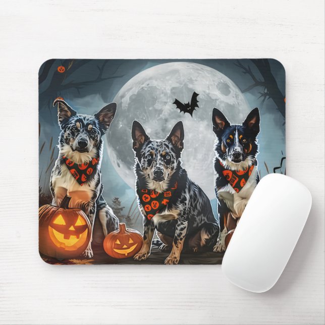 Mousepad Blue Heeler Halloween Spooky (Com mouse)