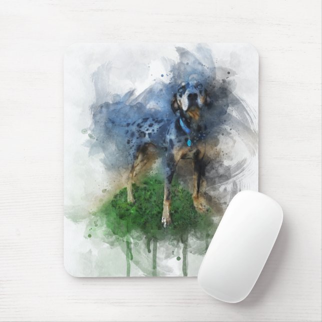 Mousepad Blue Leopard Catahoula em Watercolor (Com mouse)