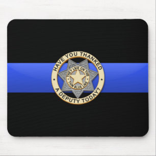 Mousepad Blue Line fino embandeira & crachá