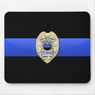 Mousepad Blue Line fino embandeira & crachá Dourado