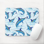 Mousepad Blue Marlin Jumping out of Ocean<br><div class="desc">Realistic illustration of a beautiful Marlin Fish Ocean Animal jumping out of ocean. Vector Art copyright BluedarkArt TheChameleonArt.</div>