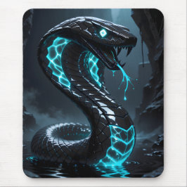 Mousepad Blue Neon Black Snake Glowing Cobra Fantasy Gaming