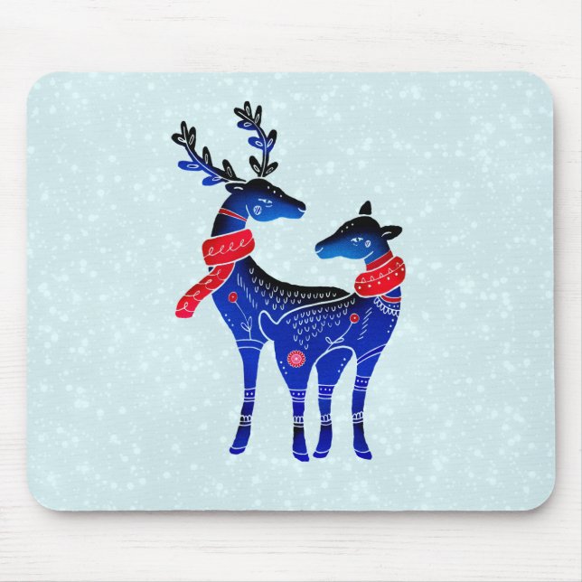 Mousepad Blue Nordic Christmas Reindepaer (Frente)