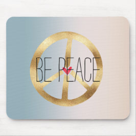 Mousepad Blue Peach Tie Dye Dourado Sinal de Paz