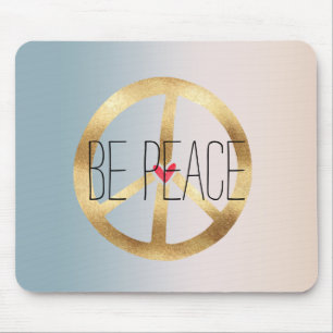 Mousepad Blue Peach Tie Dye Sinal de Paz Dourado