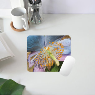 Mousepad Blue Poppy Bloom Floral
