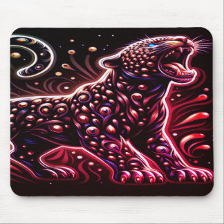 Mousepad Blue + Red Spotted Leopard On Thick Laptop Tablet