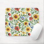 Mousepad Blue Red Yellow Sunflowers Italian Floral<br><div class="desc">Blue Red Yellow Sunflowers Italian Floral</div>