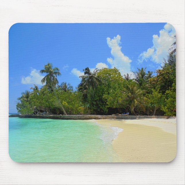 Mousepad Blue Sea Sky White Clouds Areia Maldivas Modelo (Frente)