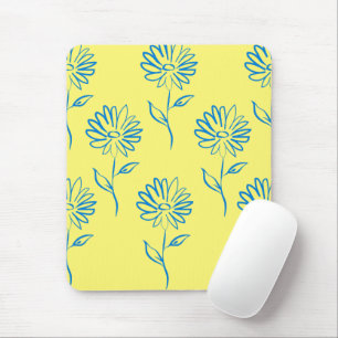Mousepad Blue Sunflower Pattern
