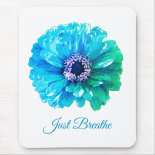 Mousepad Blue Teal Daisy floral azul retrógrado