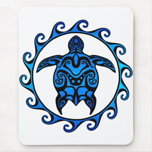 Mousepad Blue Tribal Turtle Sun (Frente)