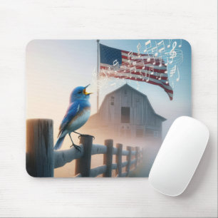 Mousepad Bluebird Cantando Com Bandeira Americana
