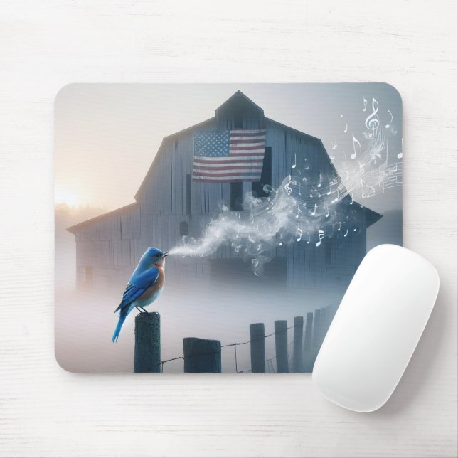 Mousepad Bluebird cantando em um Posto de cerca (Com mouse)