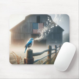 Mousepad Bluebird cantando em uma cerca do país